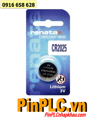 Renata CR2025, Pin Lithium 3v Renata CR2025 165mAh (20mm2.5mm) chính hãng /Loại Vỉ 1viên